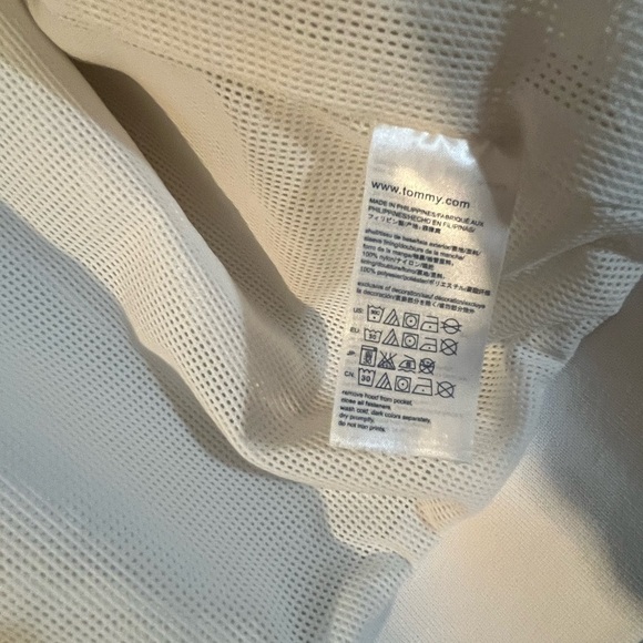 Tommy Hilfiger windbreaker retro full zip hooded jacket off white/white Large - Picture 12 of 14